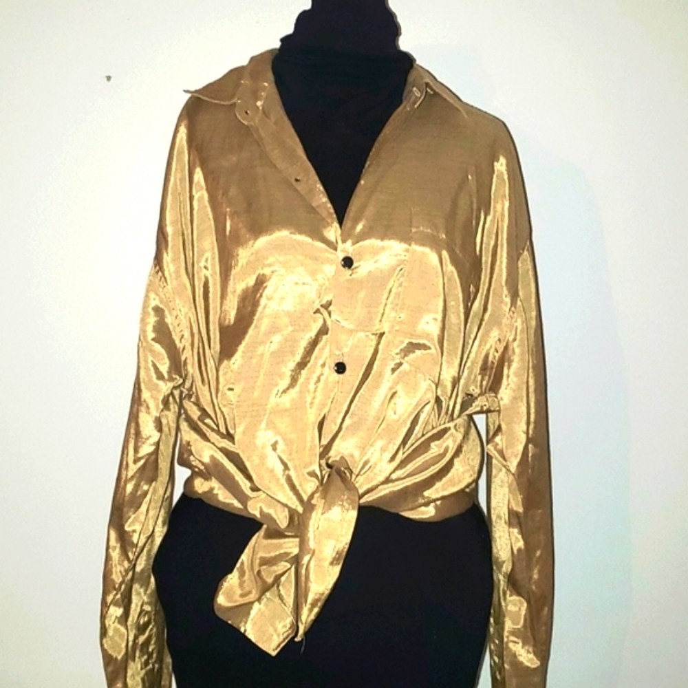 4/$20 Gold, thai silk dress shirt